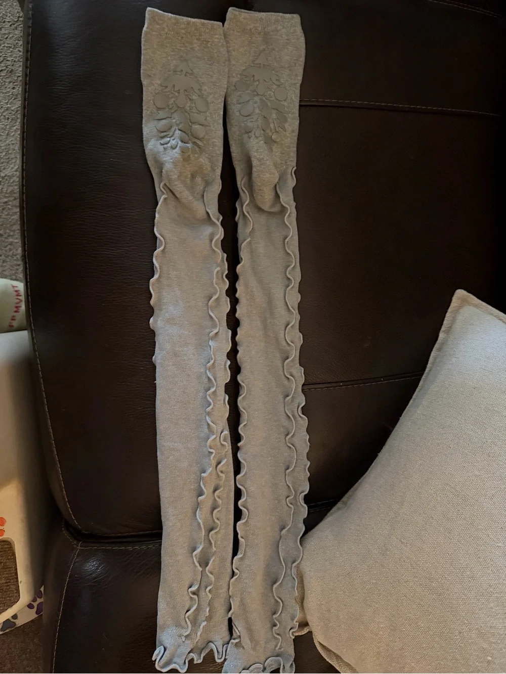 NWOT Free People Gray Ruffle Over the Knee Socks/Leg Warmers - Knit Boho